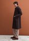 Brown and black wool-blend herringbone overfit coat_0