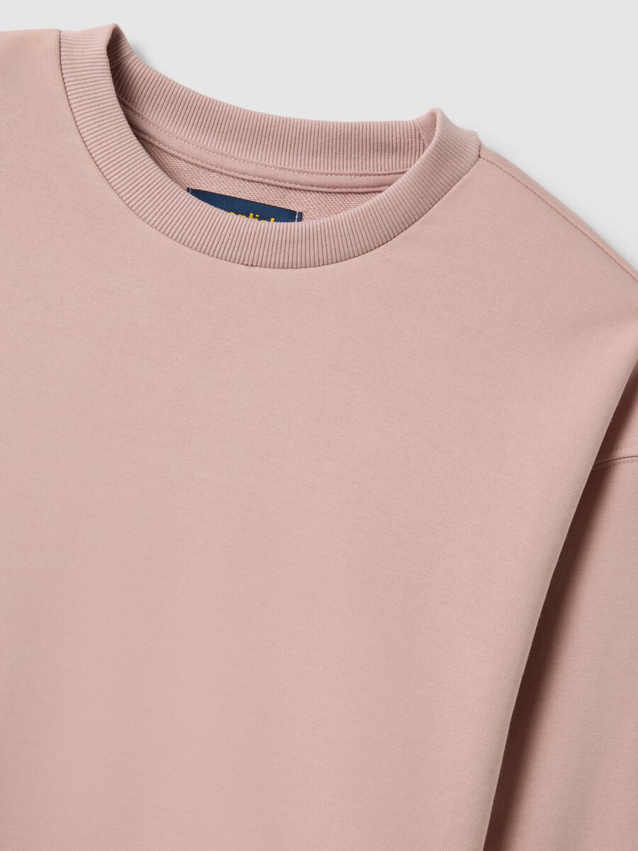 Pink cotton-blend sweatshirt in regular fit with round neck_5