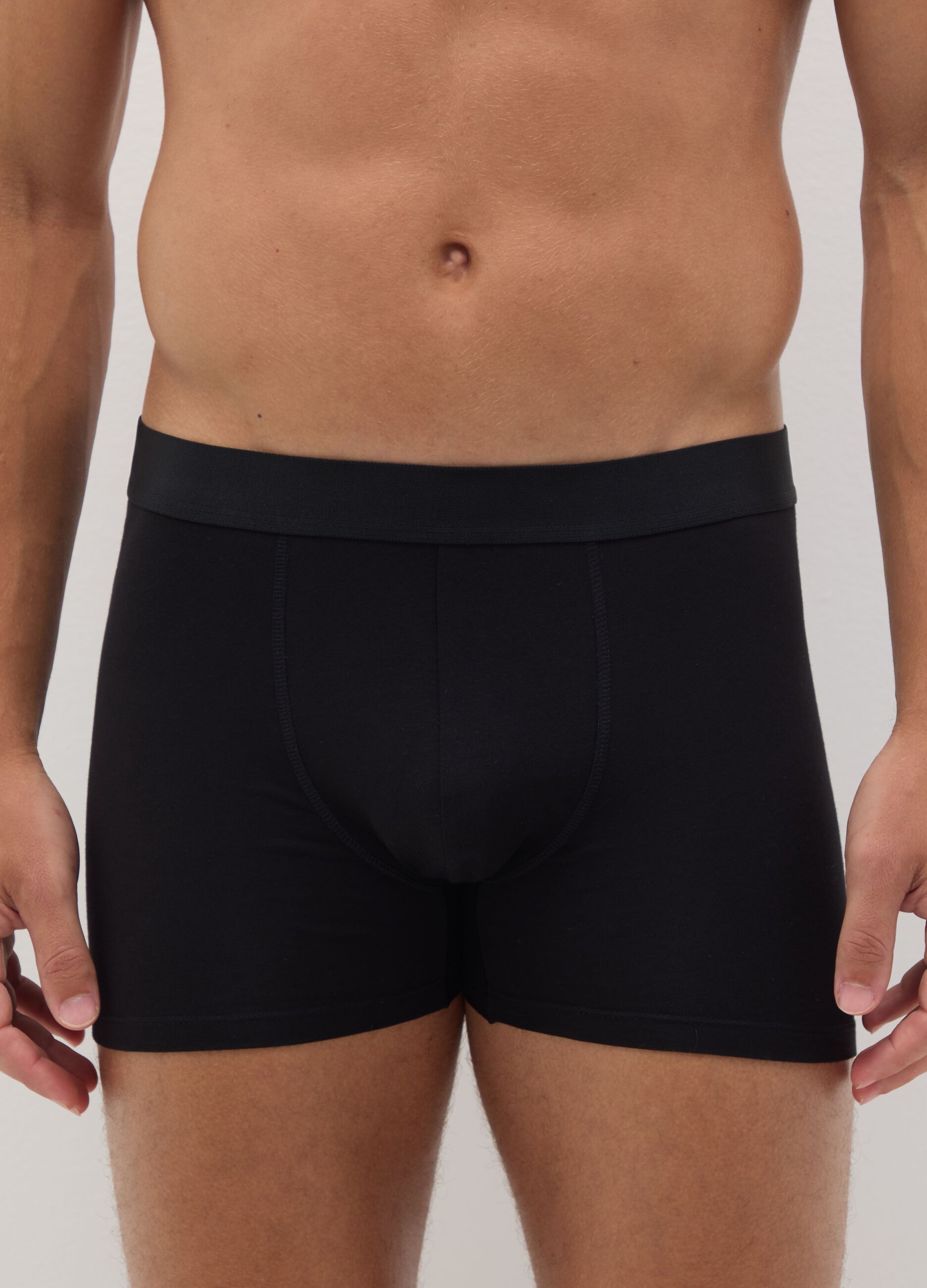 Set of three black stretch cotton regular fit boxers