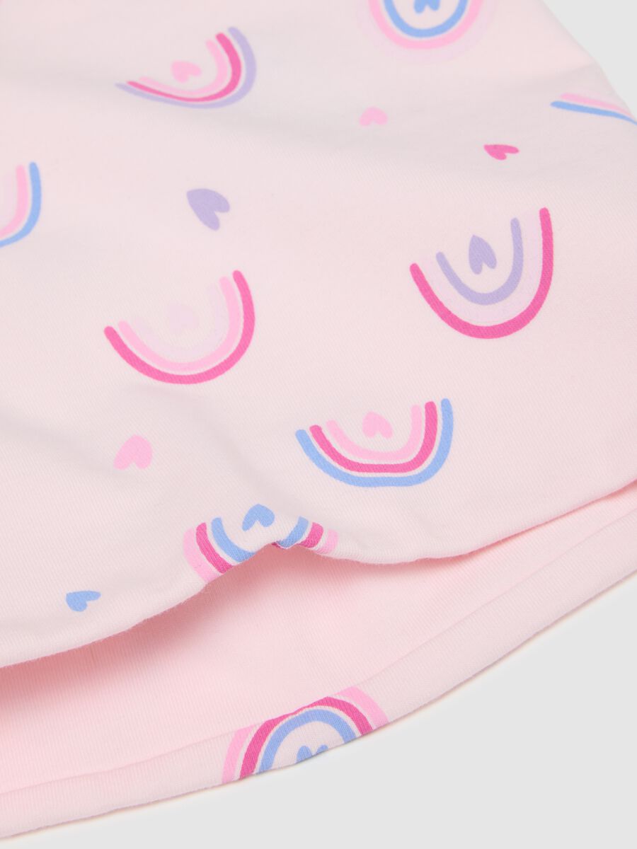 Girl's pink elasticated cotton scarf with prints_2