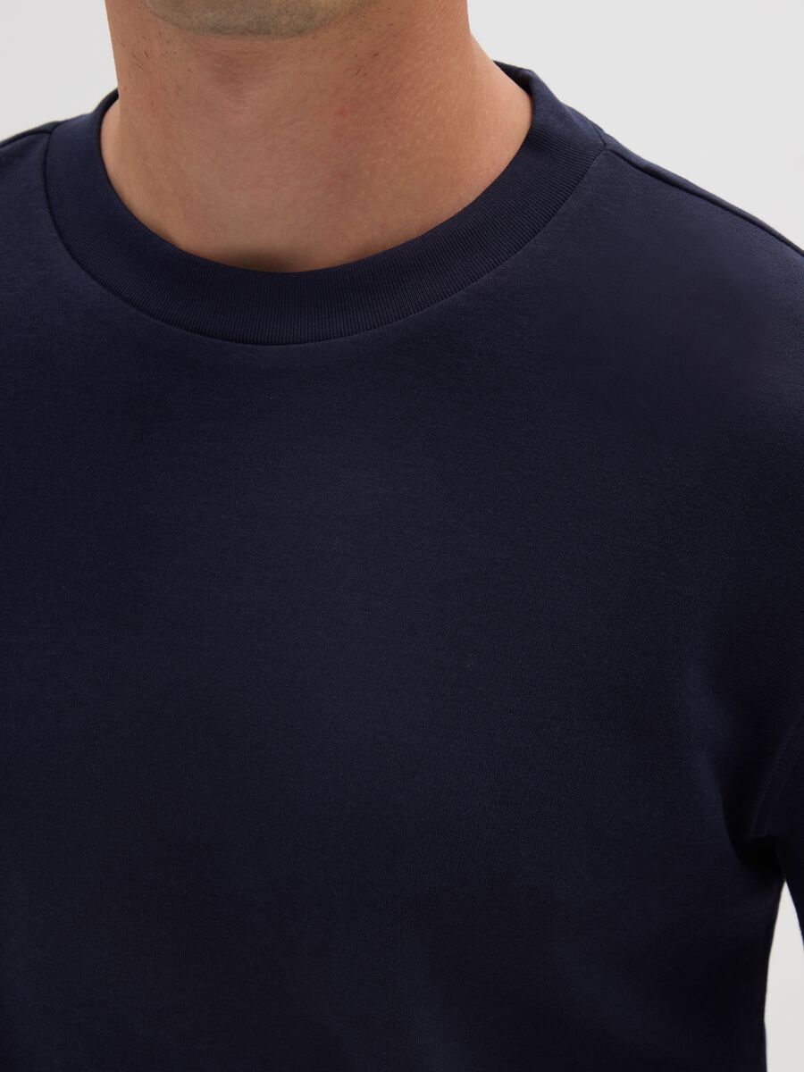 Long sleeve blue cotton t-shirt_3