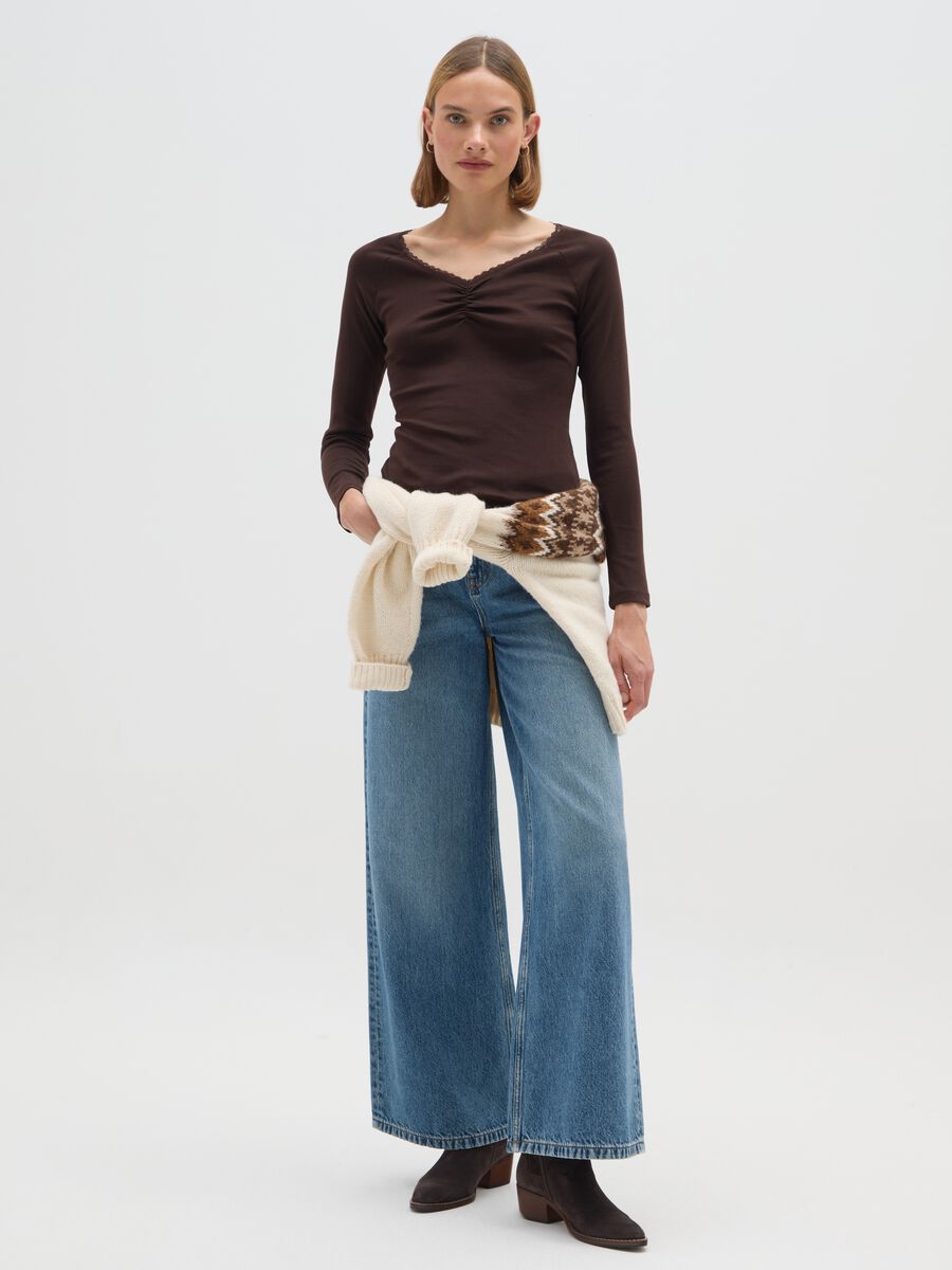 Maglia in puro cotone marrone regular fit_1