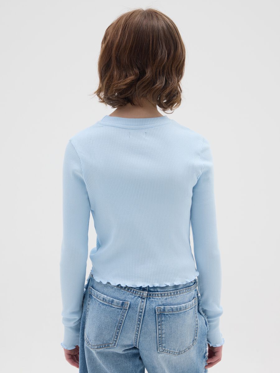 Maglia da ragazza in cotone elasticizzato azzurra regular fit_1