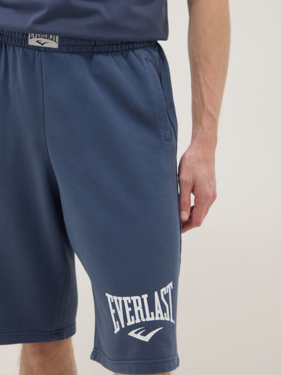 Pantaloncini in misto cotone blu regular fit con logo Everlast_3