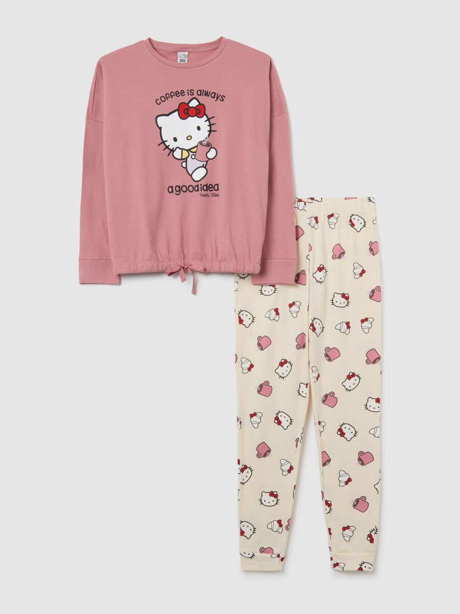 Pigiama rosa in cotone con stampe Hello Kitty_0