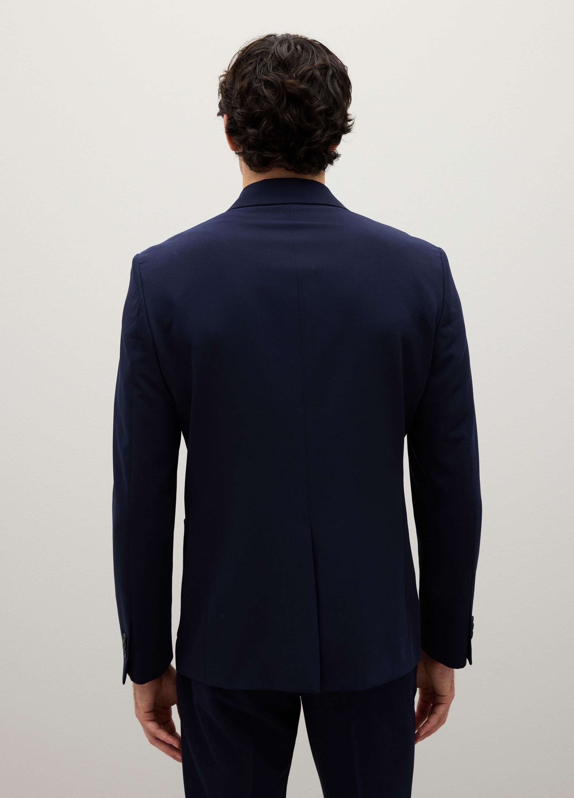 Slim Fit Blue Stretch Fabric Blazer