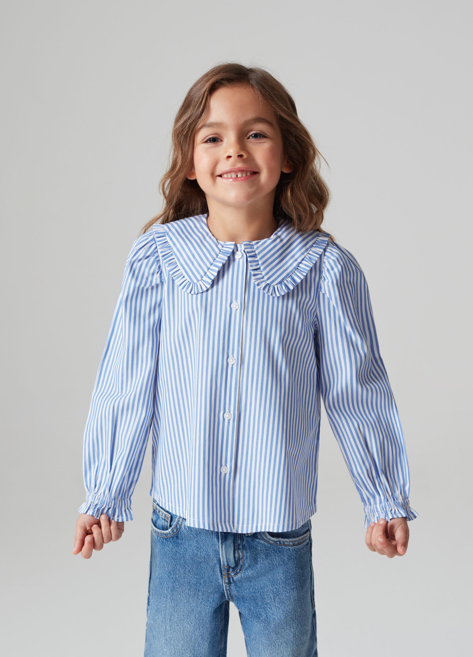 Camicia in cotone con fantasia a righe