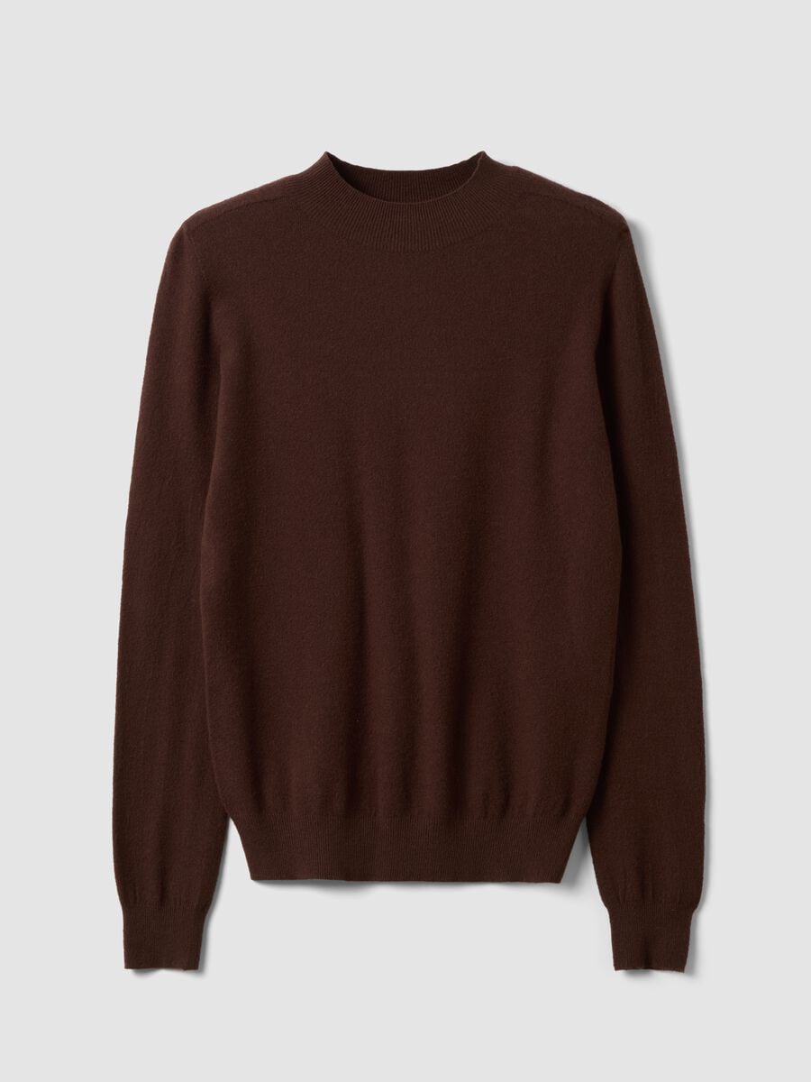 Maglia marrone in misto viscosa e lana regular fit_0