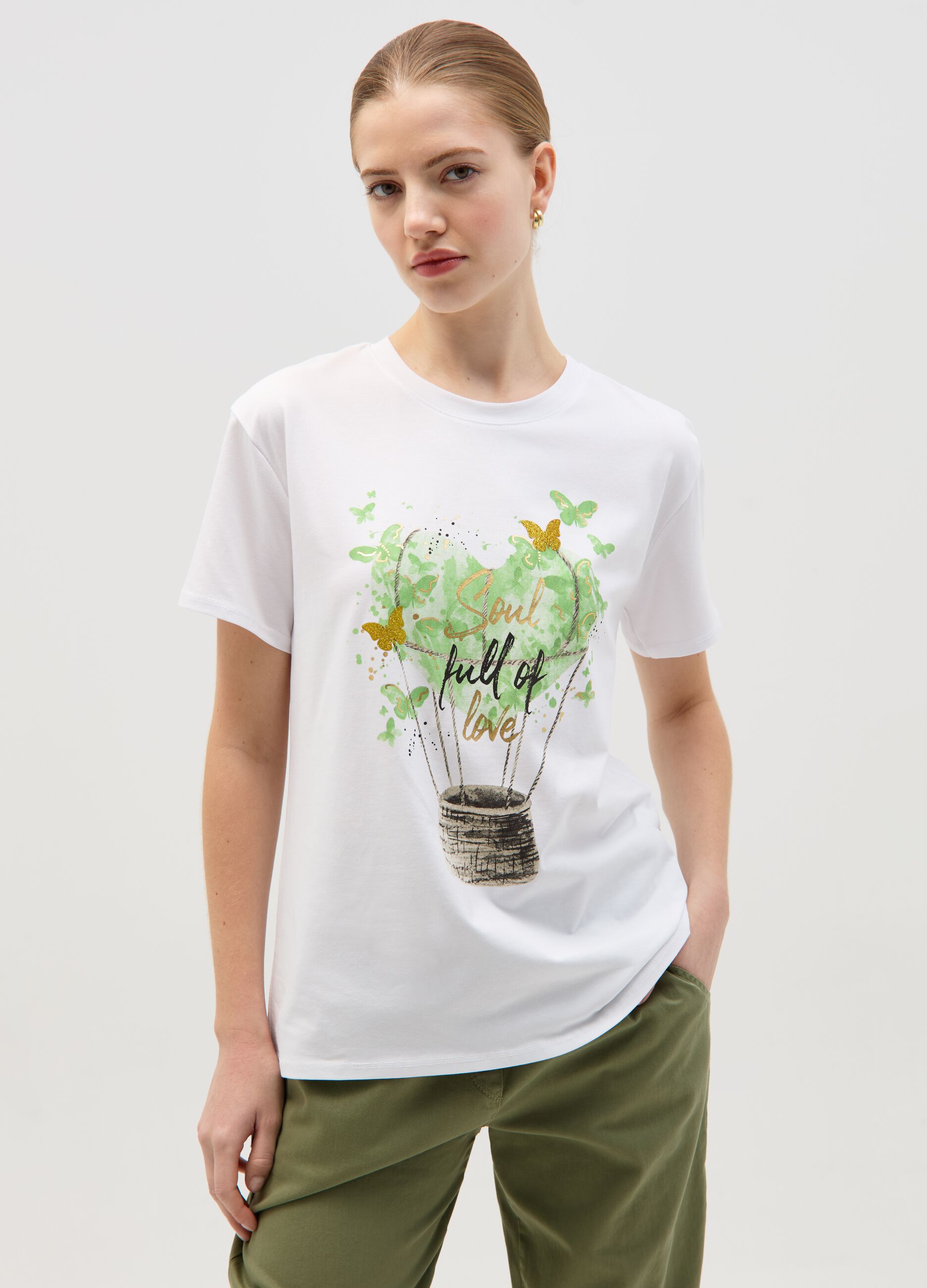 Ovs T-shirt stampa mongolfiera in foil