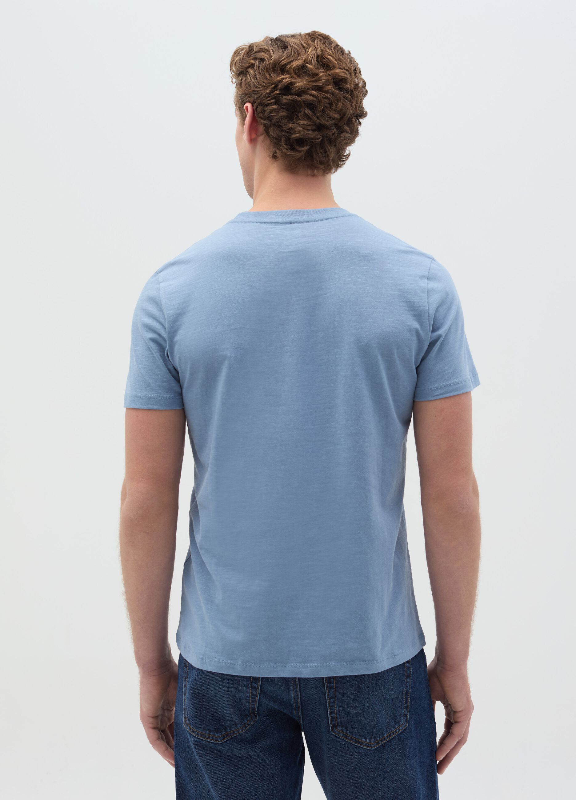 T-shirt in slub cotton with round neck