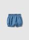 Newborn girl's regular fit blue denim cotton shorts with bow_1