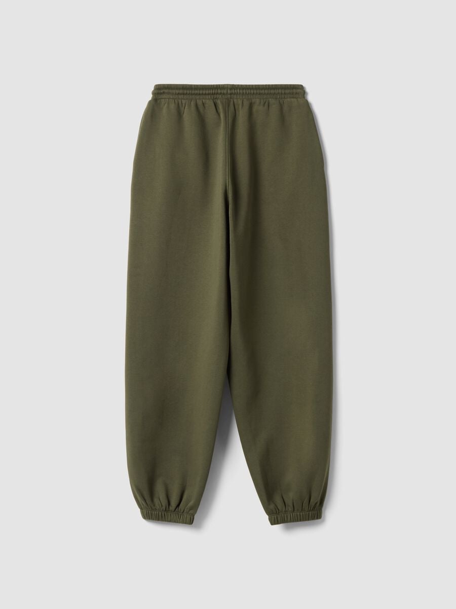 Pantaloni jogger verdi in misto cotone con coulisse_7