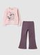 Pink cotton-blend jogging set with crew-neck sweatshirt and animal print_0