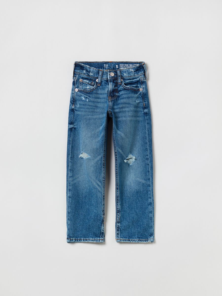 Loose-fit, high-rise jeans with worn look_0