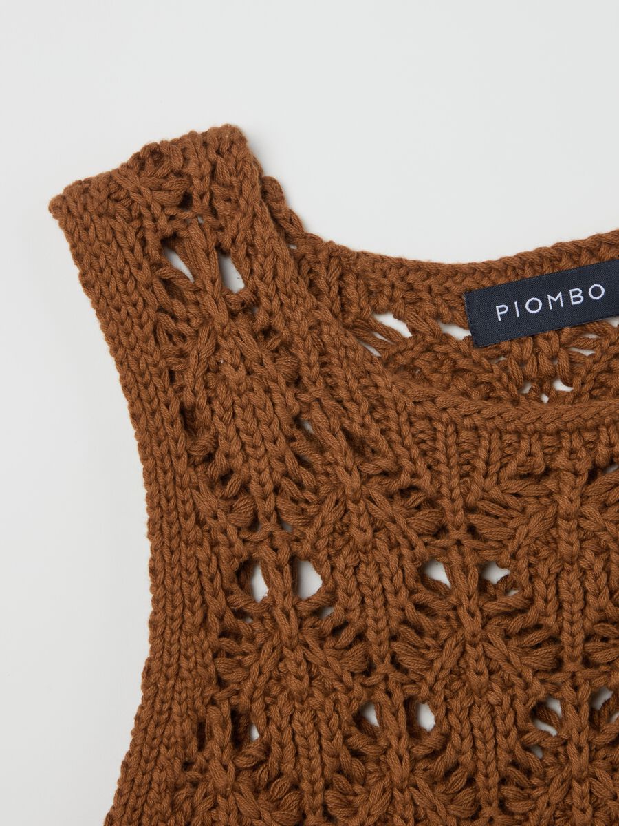 Brown tank top in crochet cotton_5