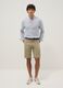 Beige stretch cotton Bermuda shorts_0