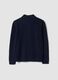 Navy blue stretch wool cardigan with polo collar_2