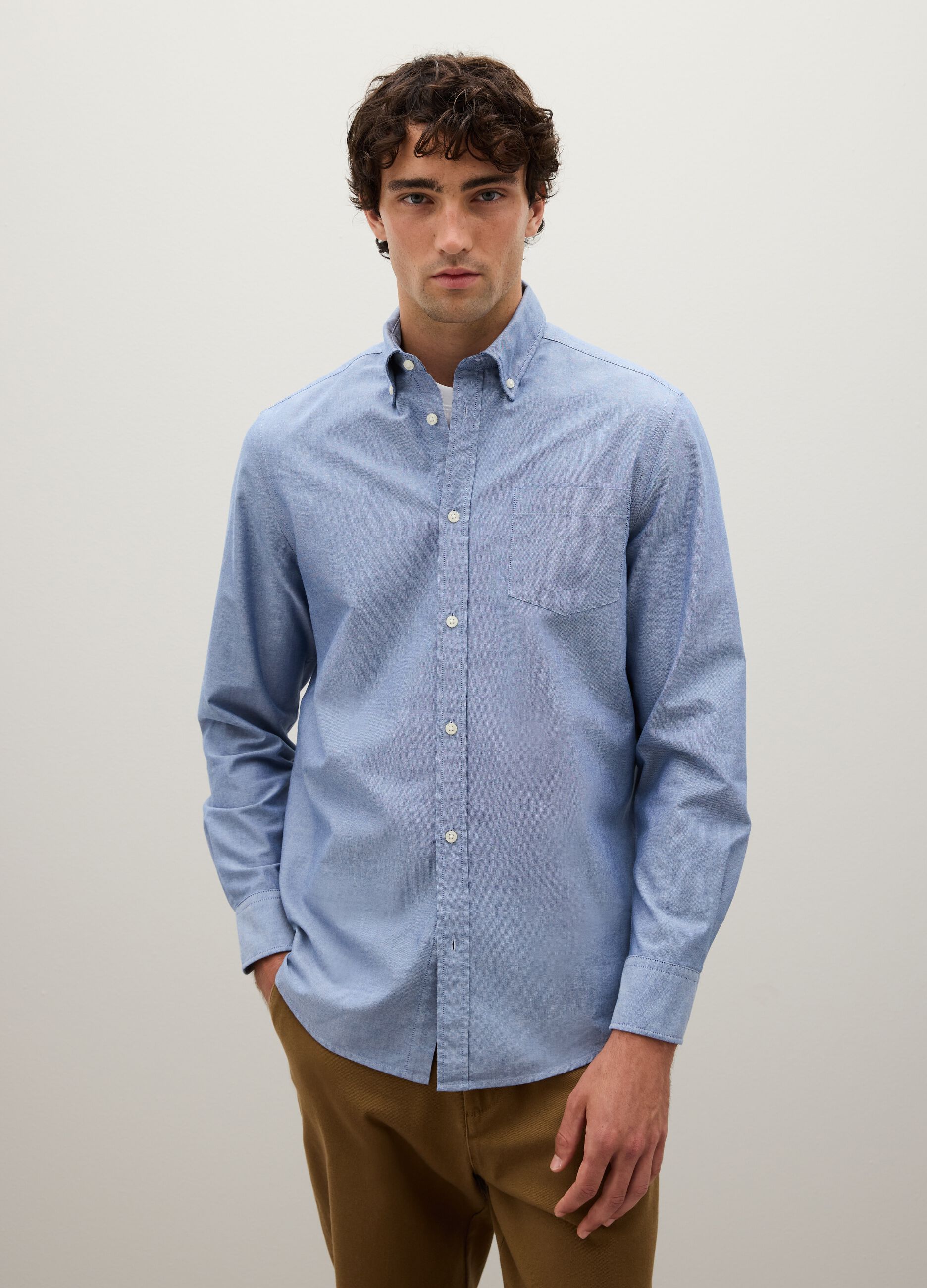 Oxford cotton shirt with button-down collar