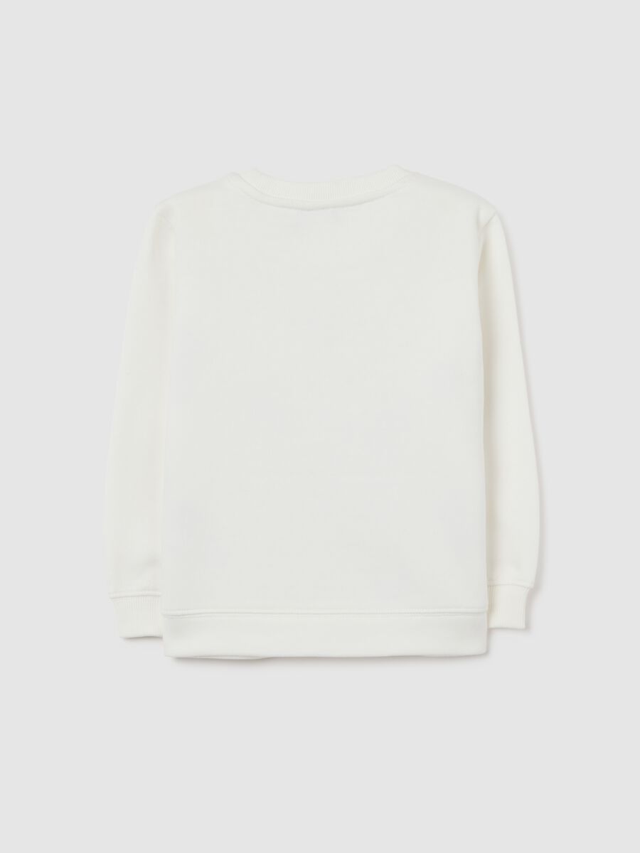 Girls' white sweatshirt in pure cotton with bow print_1