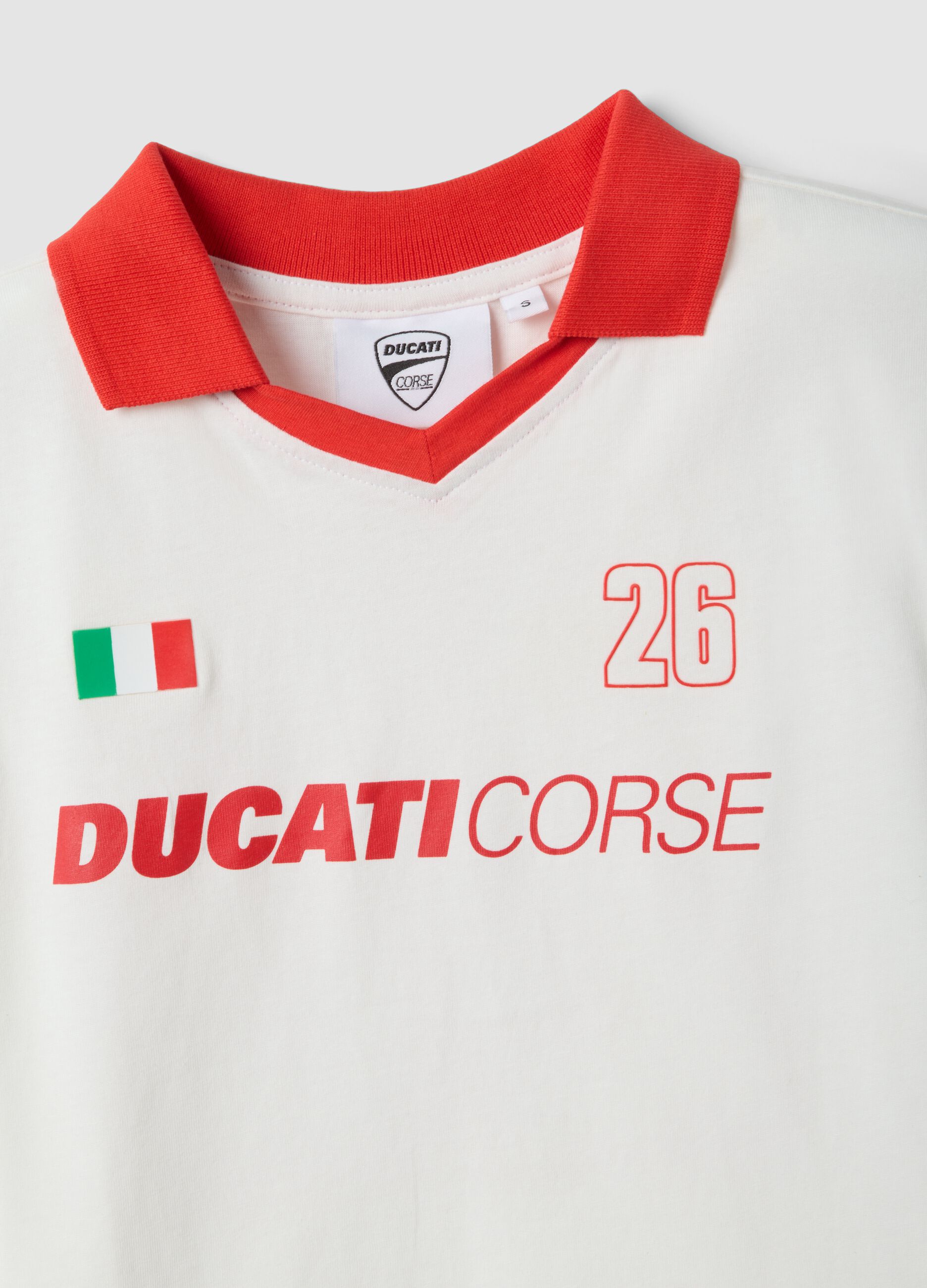 Multicolour pure cotton regular fit T-shirt with Ducati print