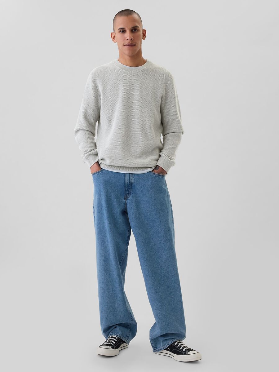 Cotton pullover with waffle weave_1