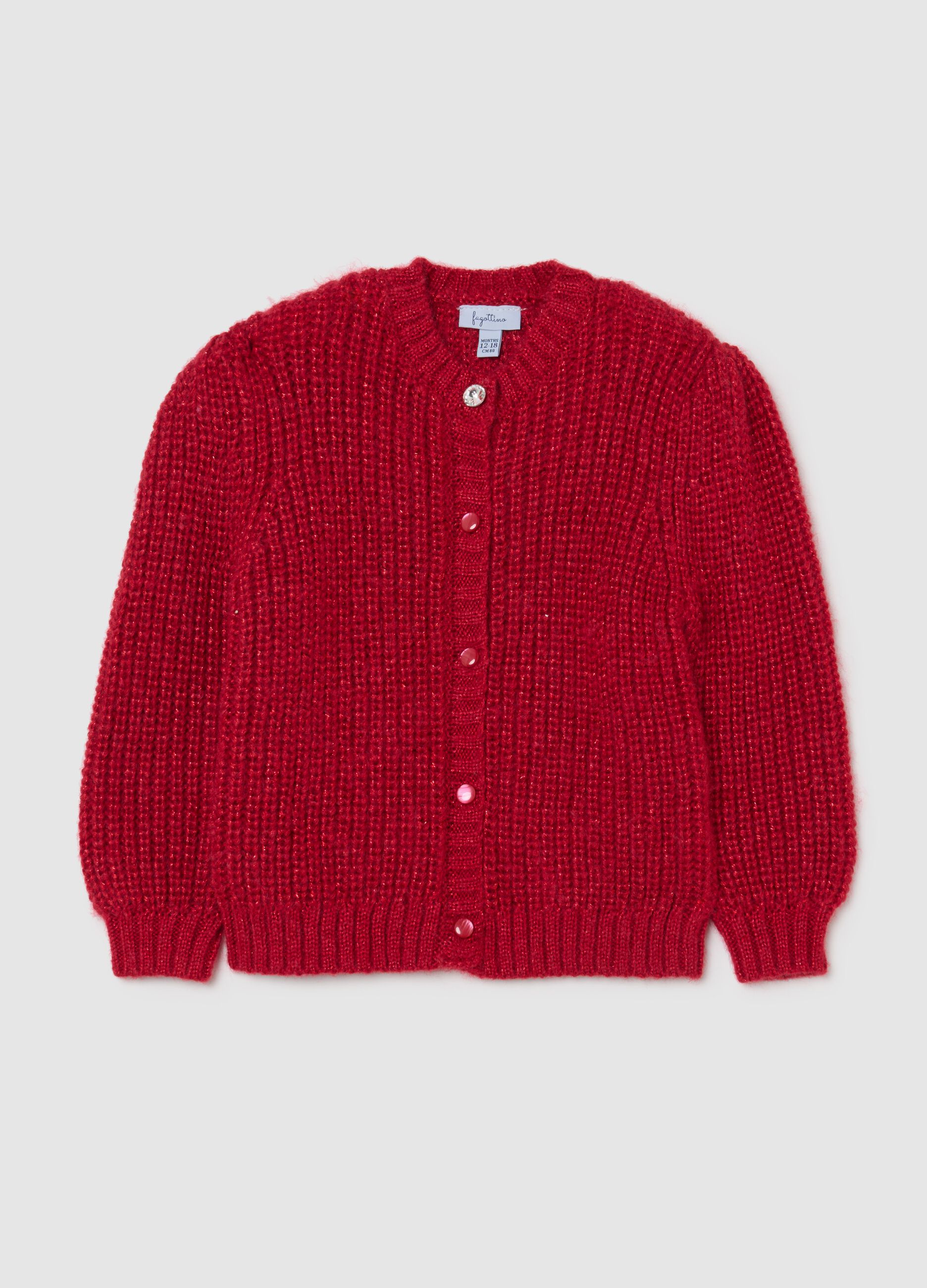 Red knitted cardigan for girls regular fit