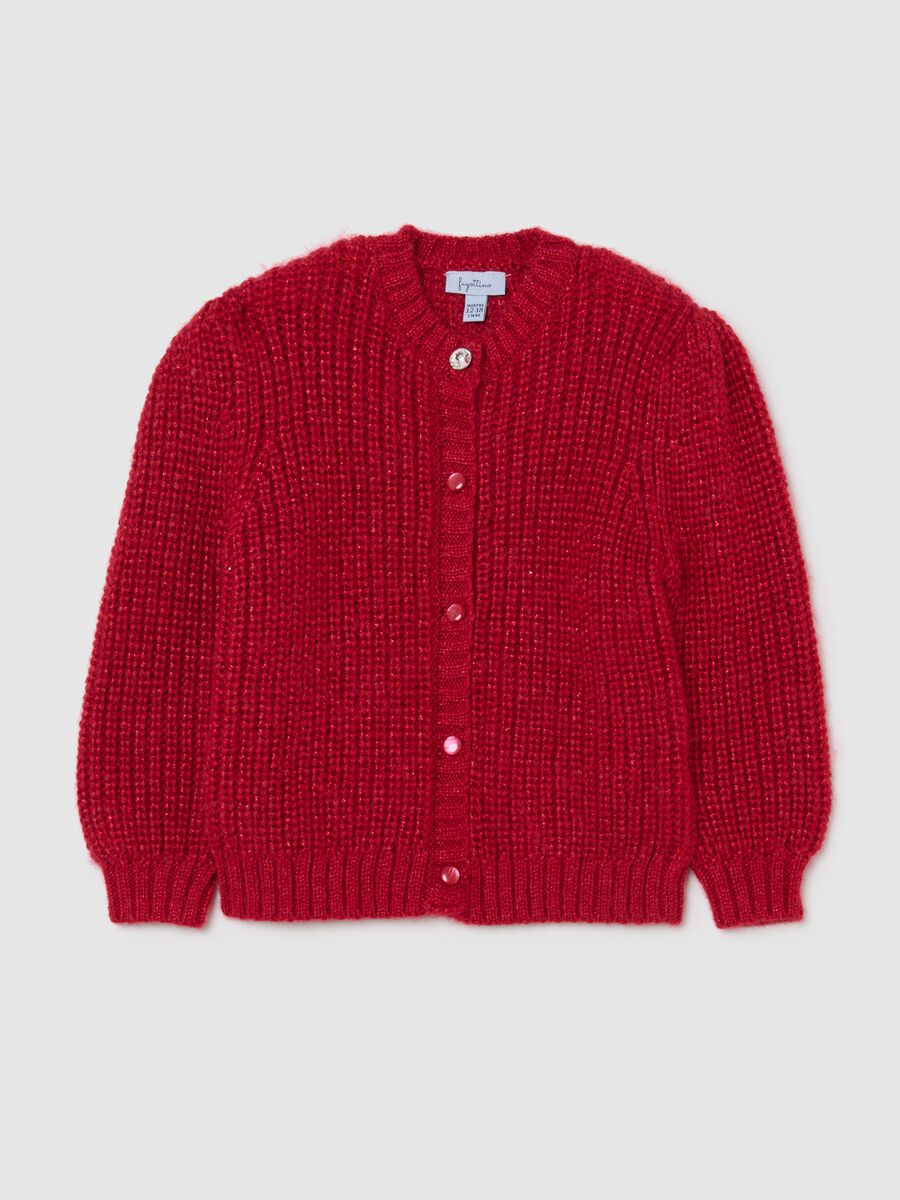Red knitted cardigan for girls regular fit_0