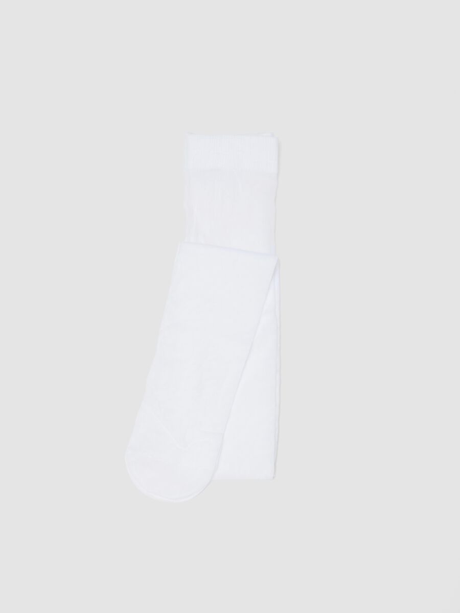 Collant in puro cotone bianco da bambina regular fit_0