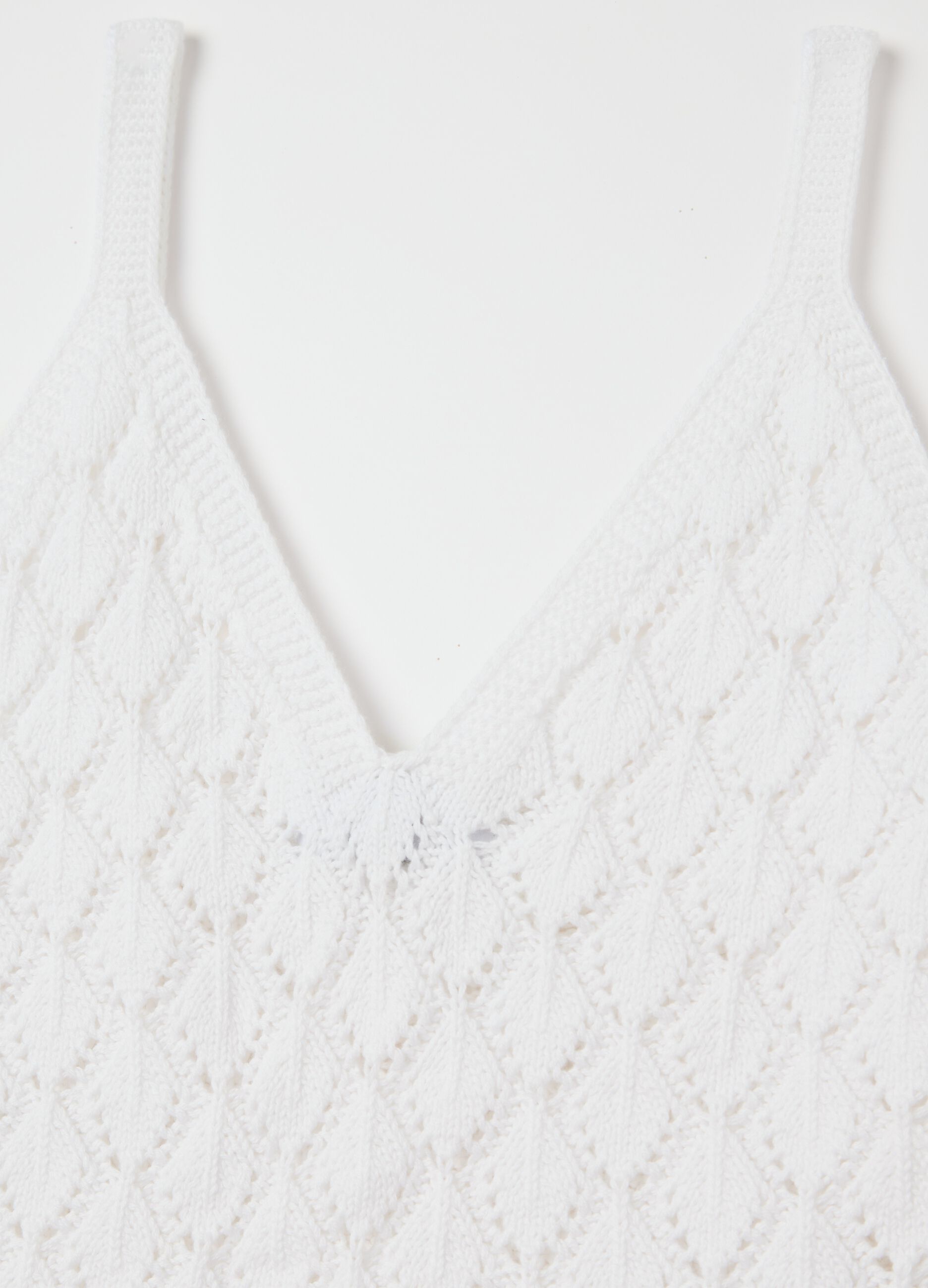 White Cotton Strap Crop Top