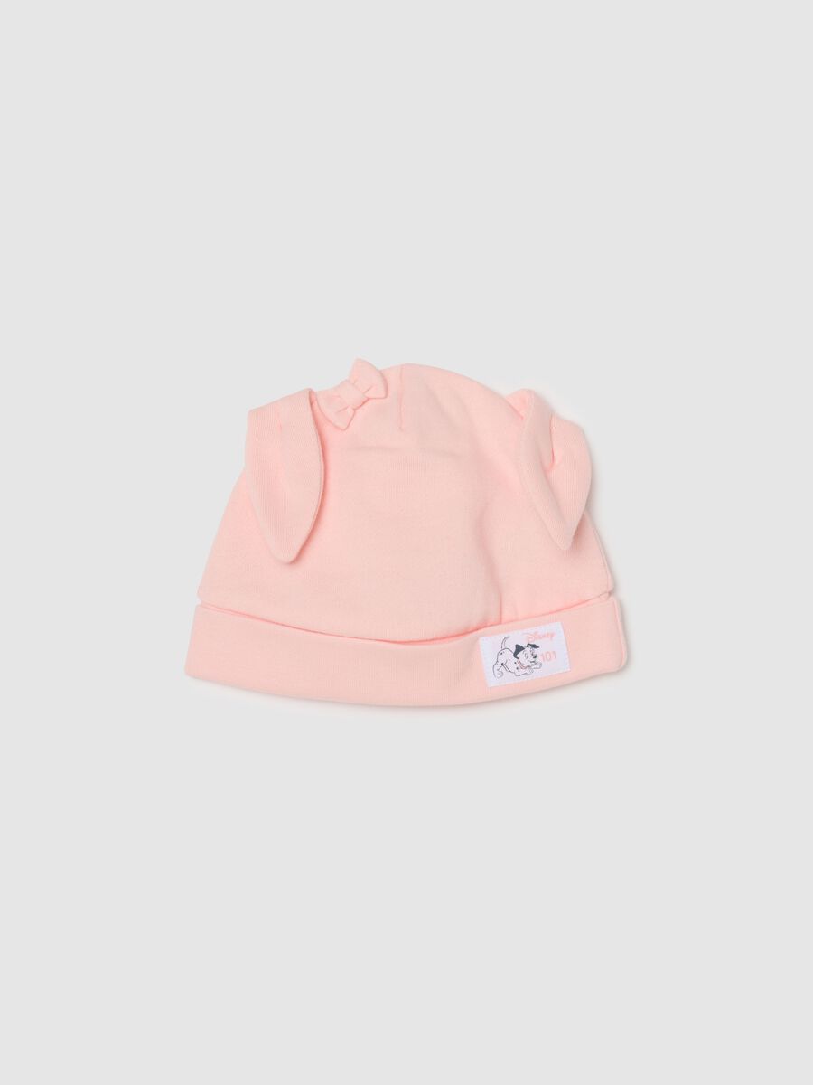 Pink baby hat in pure cotton with ears_0