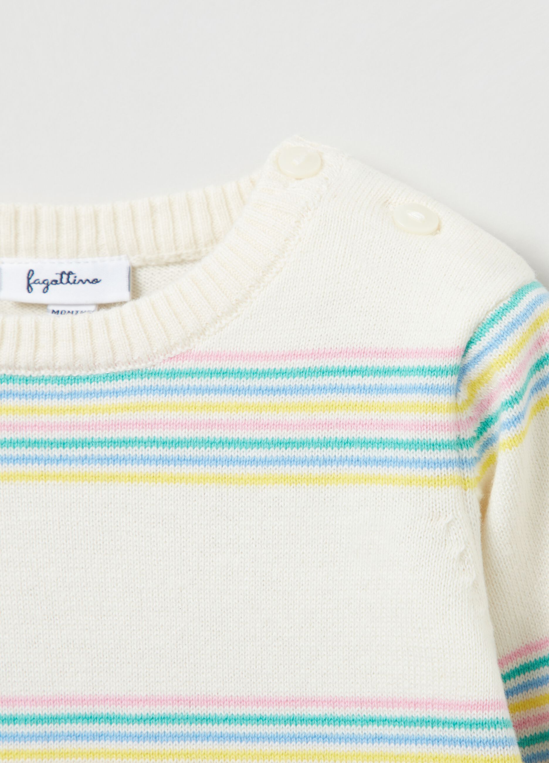 100% cotton pullover with multicoloured striped pattern