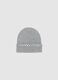 Grey Ribbed Beanie Hat with Rhinestone Embroideries_0