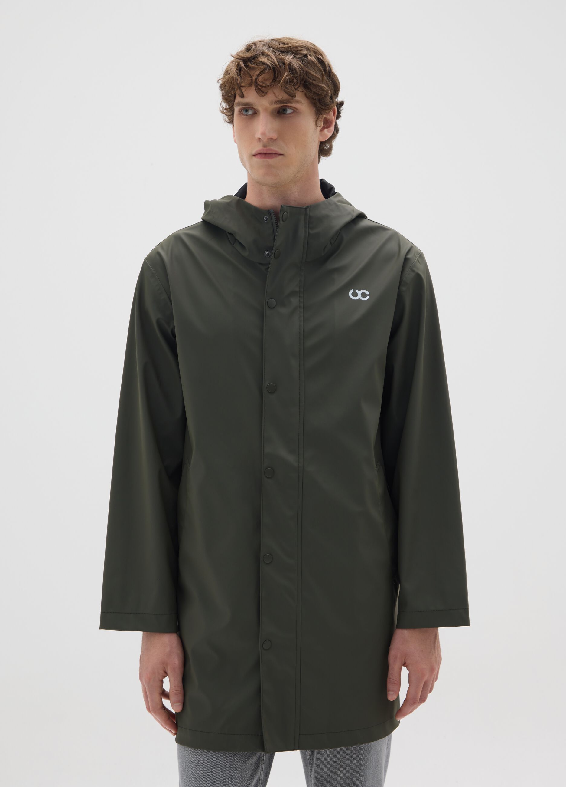 Regular fit green waterproof light jacket