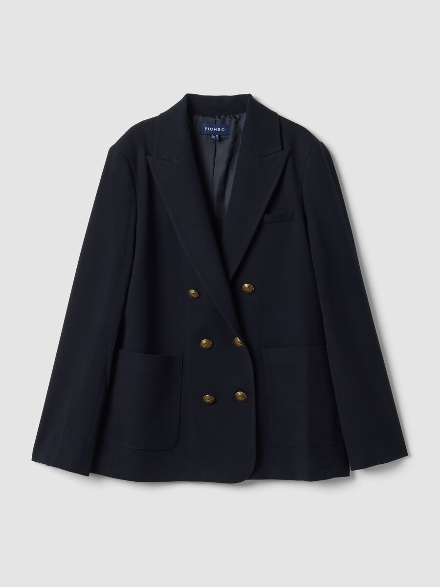 Blazer doppiopetto blu in viscosa elasticizzata regular fit_0