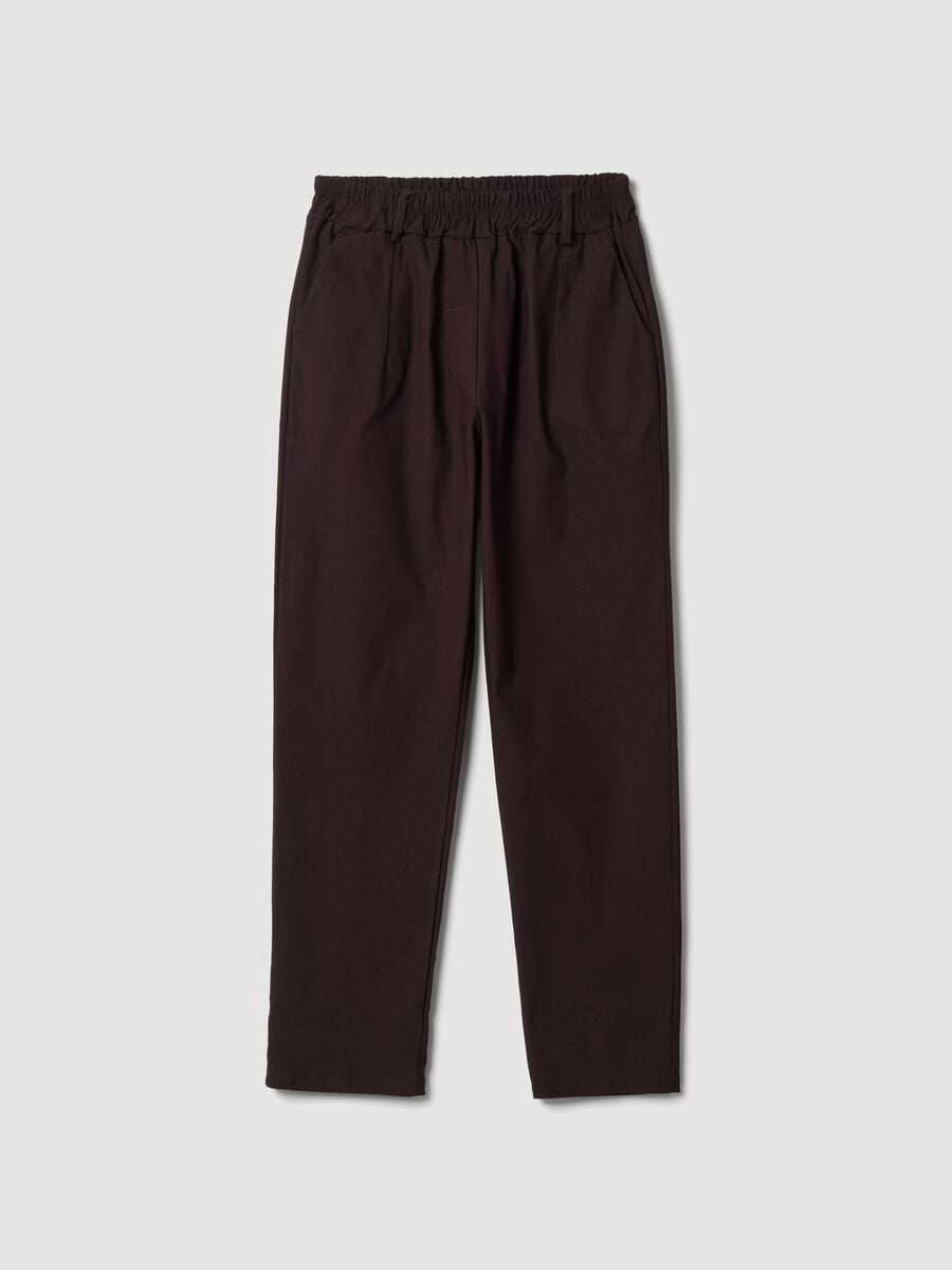 Dark brown regular-fit stretch viscose trousers_4