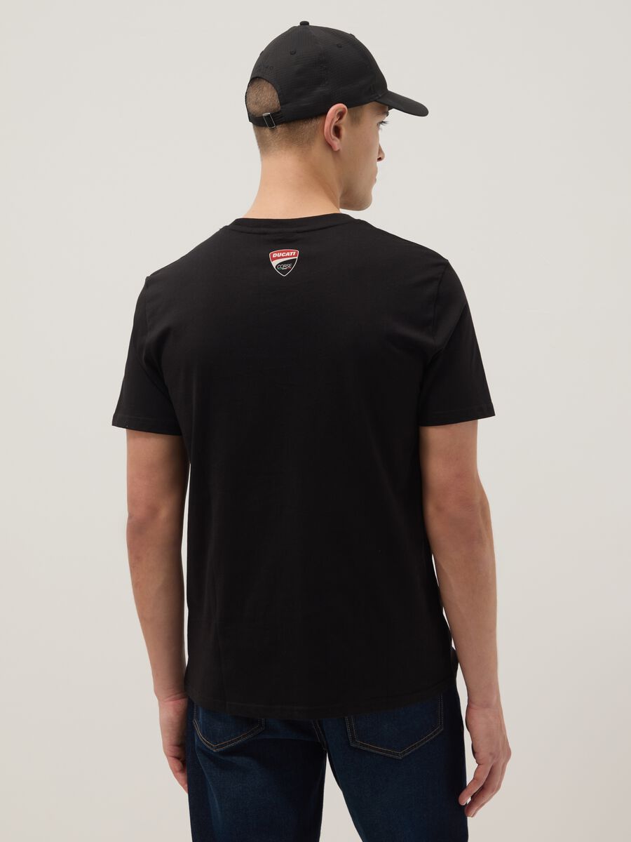 Black regular fit pure cotton T-shirt with Ducati print_3
