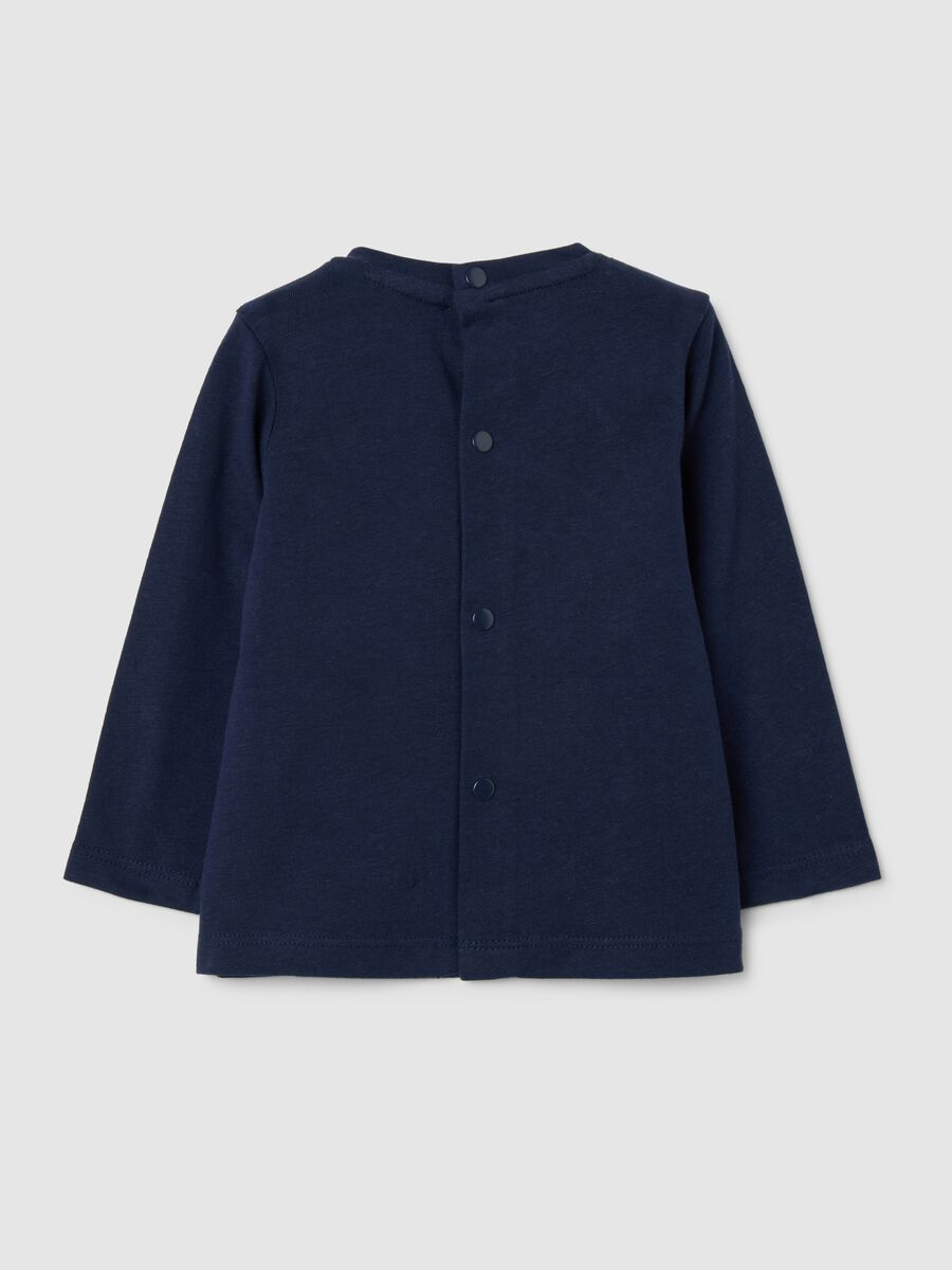 Blue pure cotton regular fit T-shirt with embroidery for newborns_1