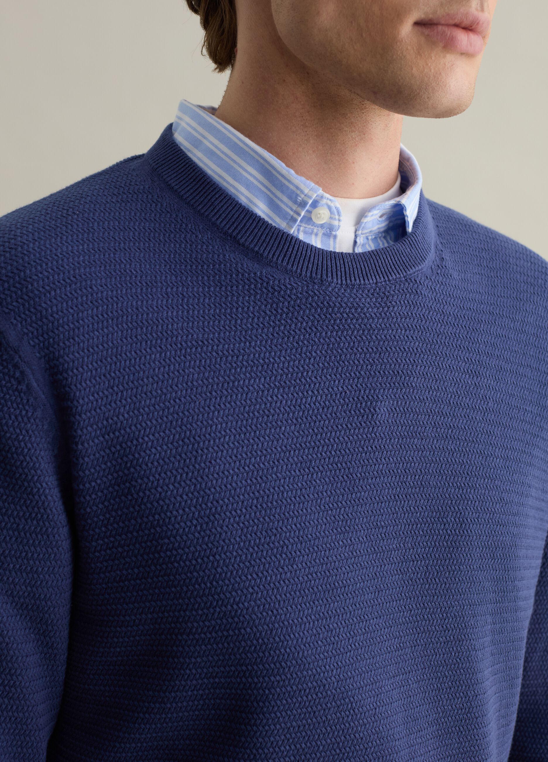 Pullover in cotone con trama ondulata 