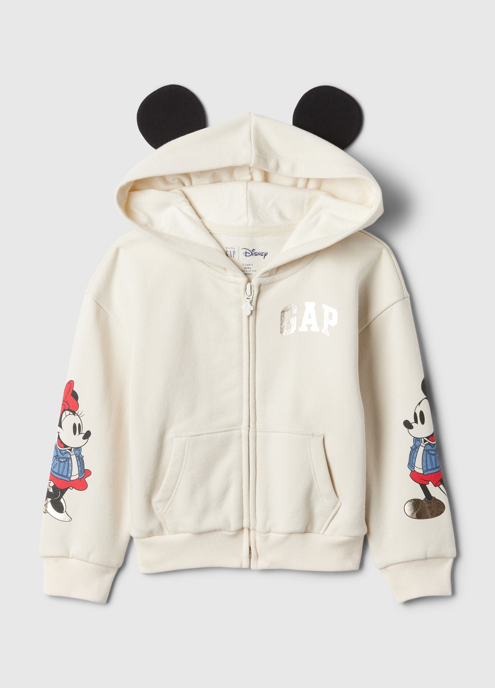 Full-zip sweatshirt with Minnie and Mickey Mouse print and hood