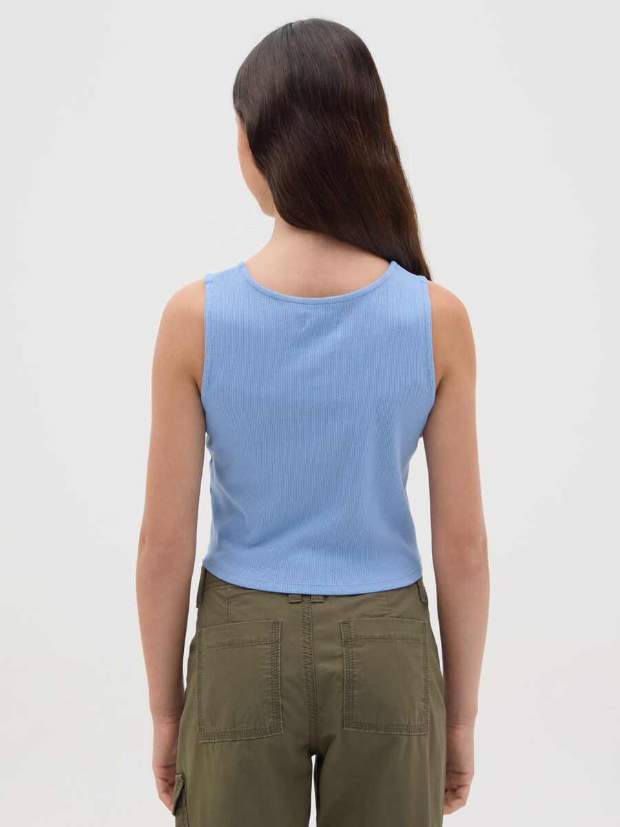 Blue tank top with knot in stretch cotton OVS Kids_1