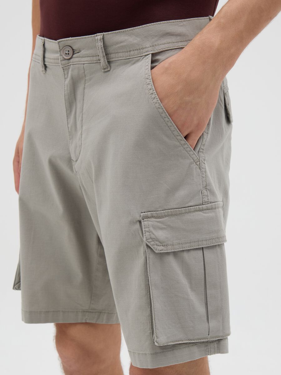 Men's Grey Stretch Cotton Cargo Trousers_3