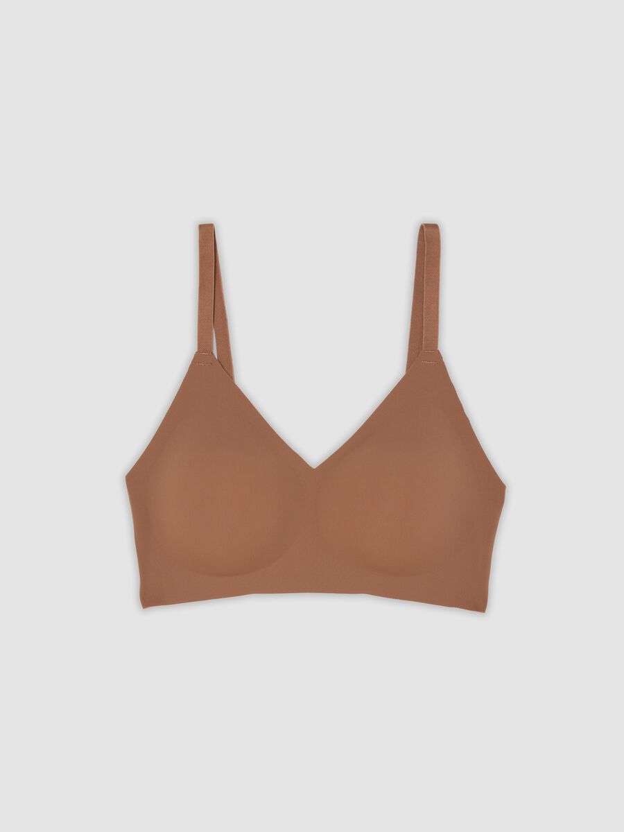 Reggiseno marrone in tessuto elasticizzato con imbottitura removibile_4