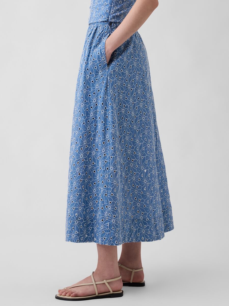 Pure cotton midi skirt with floral pattern_2
