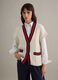 Multicolour pure cotton oversize fit deep V-neck waistcoat_2
