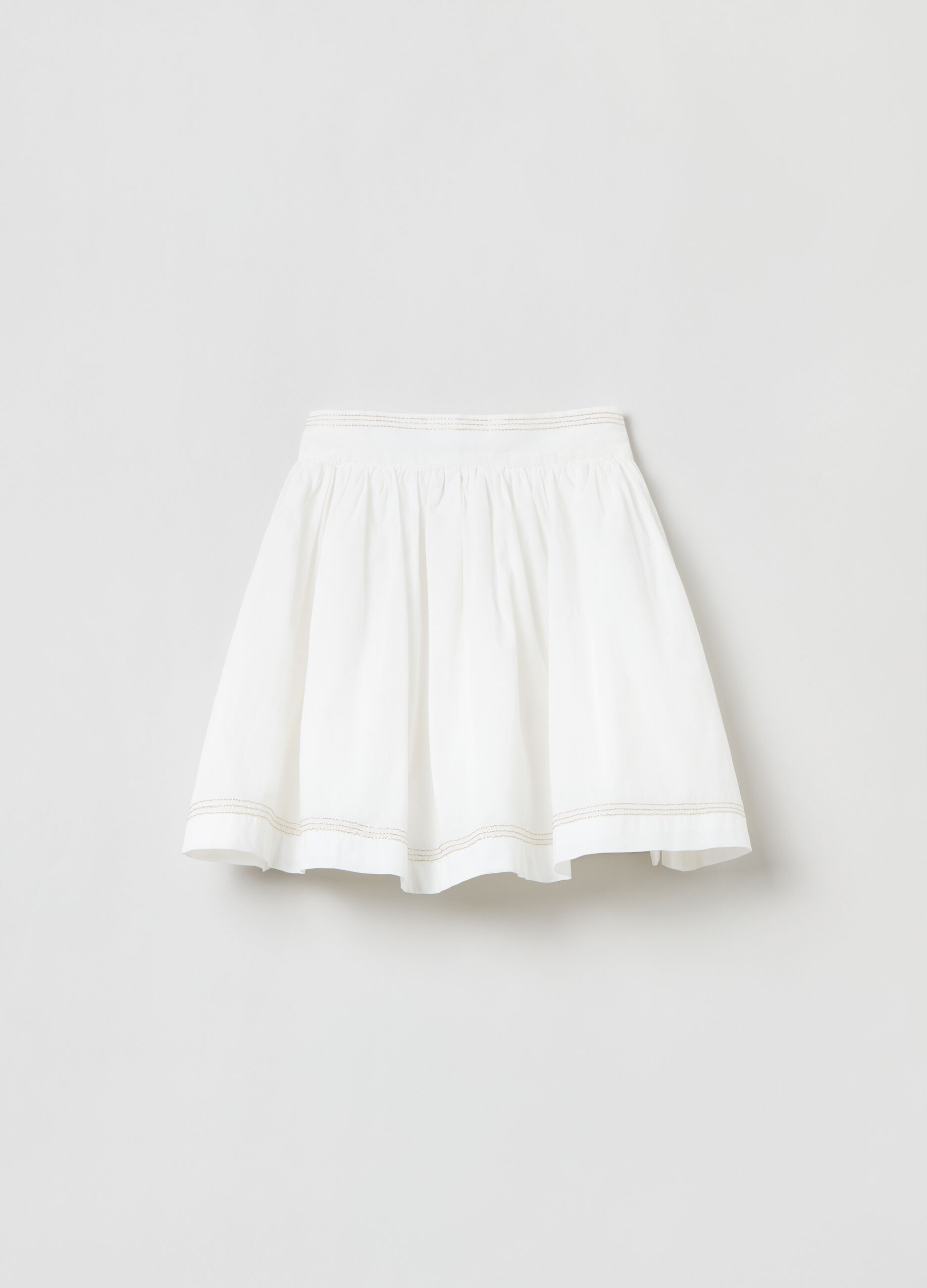 Gonna in cotone con ricamo lurex_0