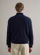 Pure cotton blue regular fit sweater with high neck and zip_3