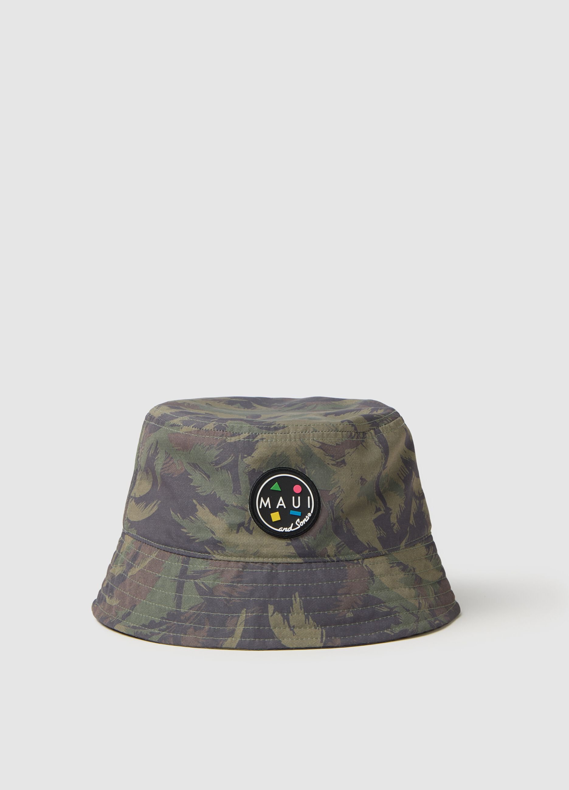 Men's multicolour bucket hat with embroidered logo