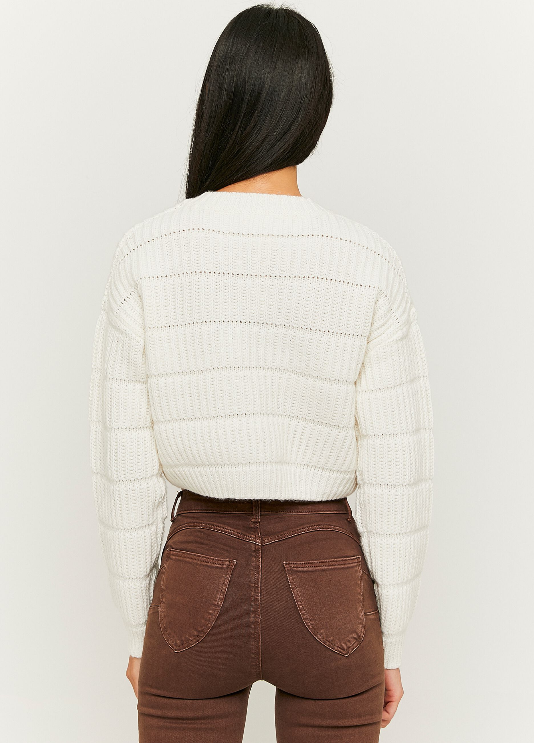 Cropped ribbed cardigan