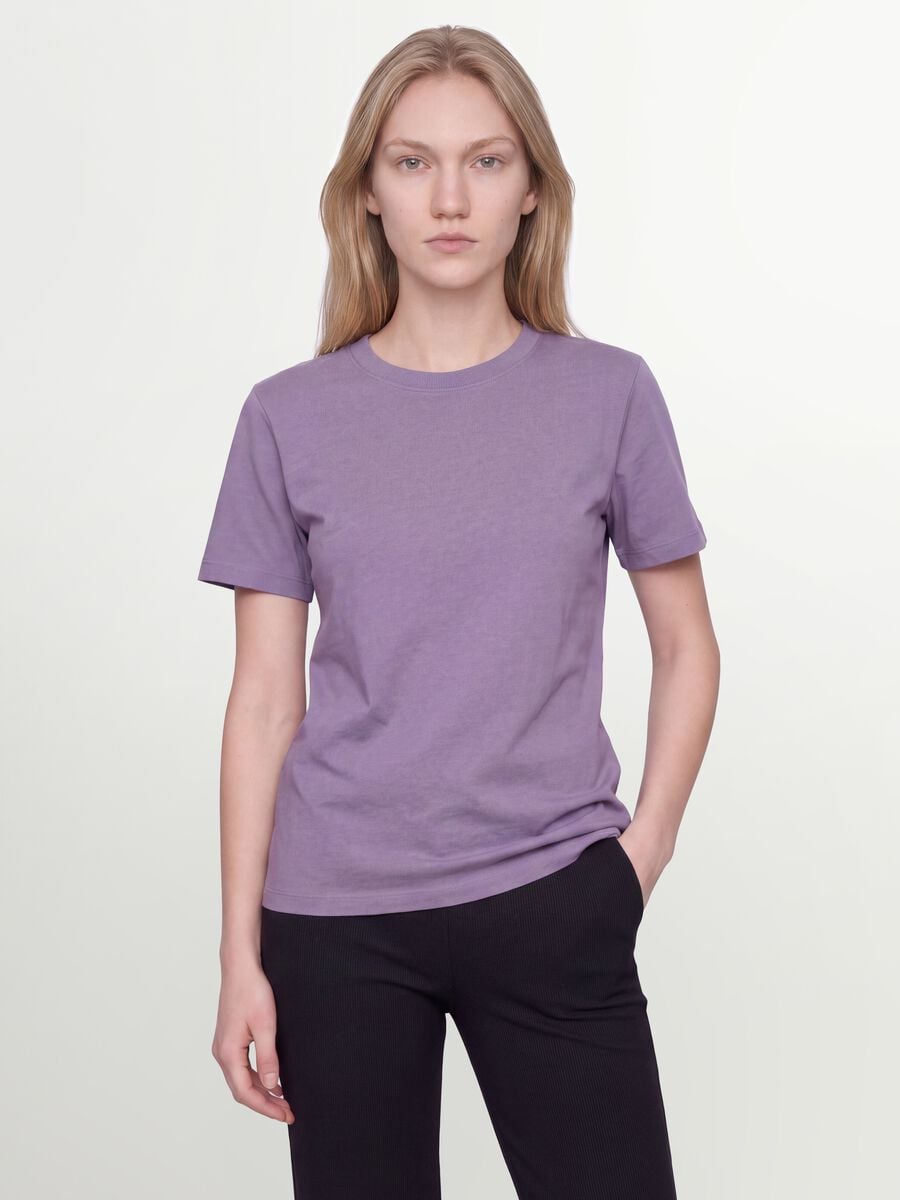 T-shirt viola in puro cotone organico a girocollo regular fit_0