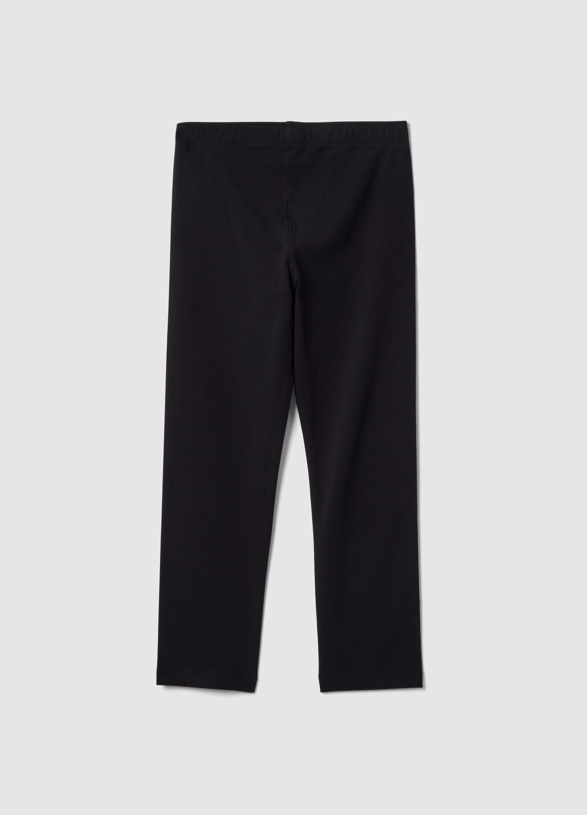 Girls' black cotton blend skinny leggings